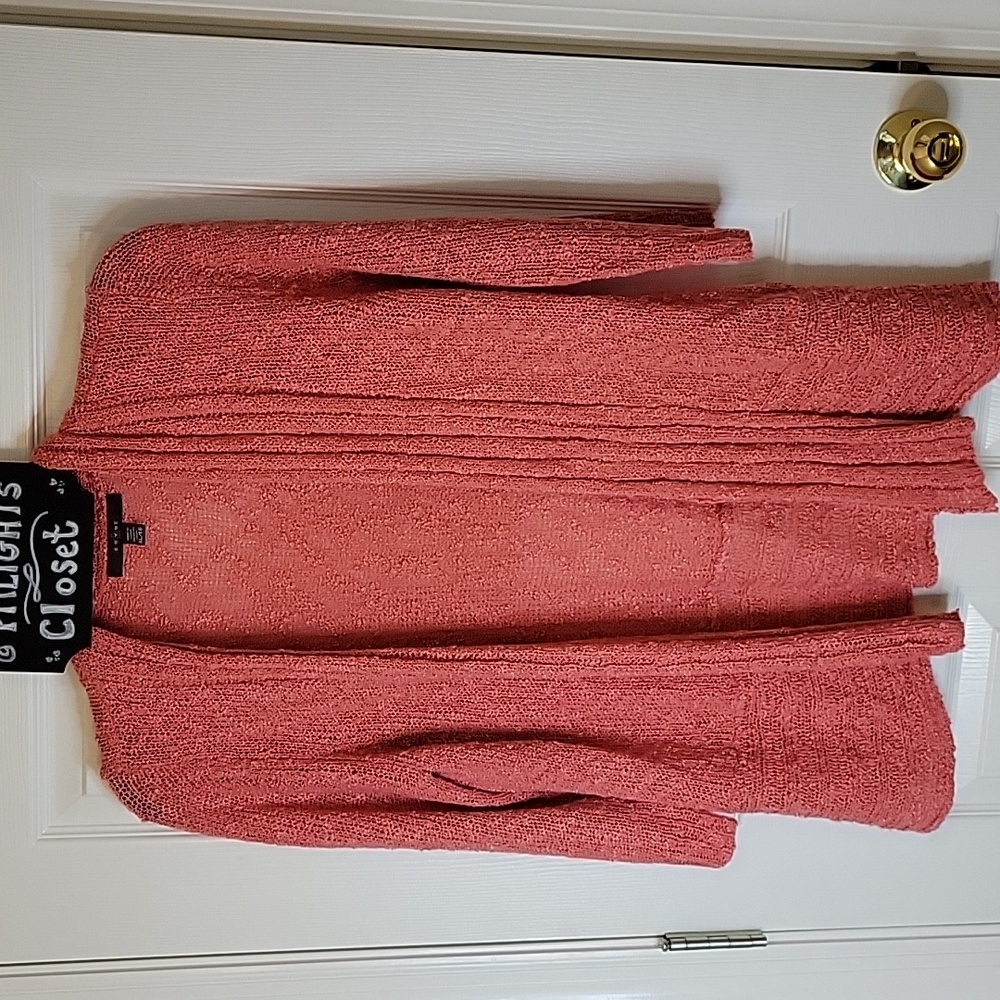 Star Fever XL Cardigan Sweater Coral Pink Long Sleeve